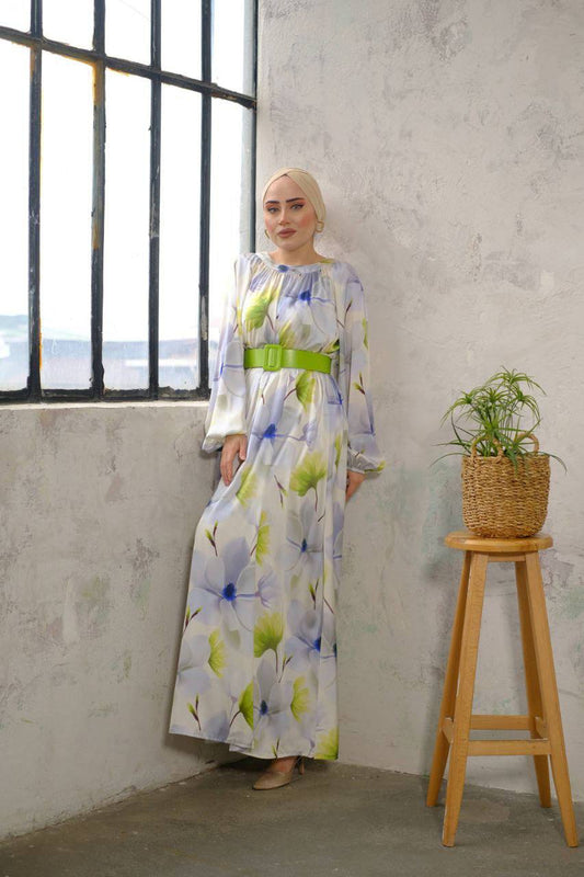 Summer Satin Floral Dress