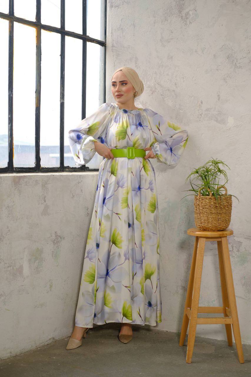 Summer Satin Floral Dress