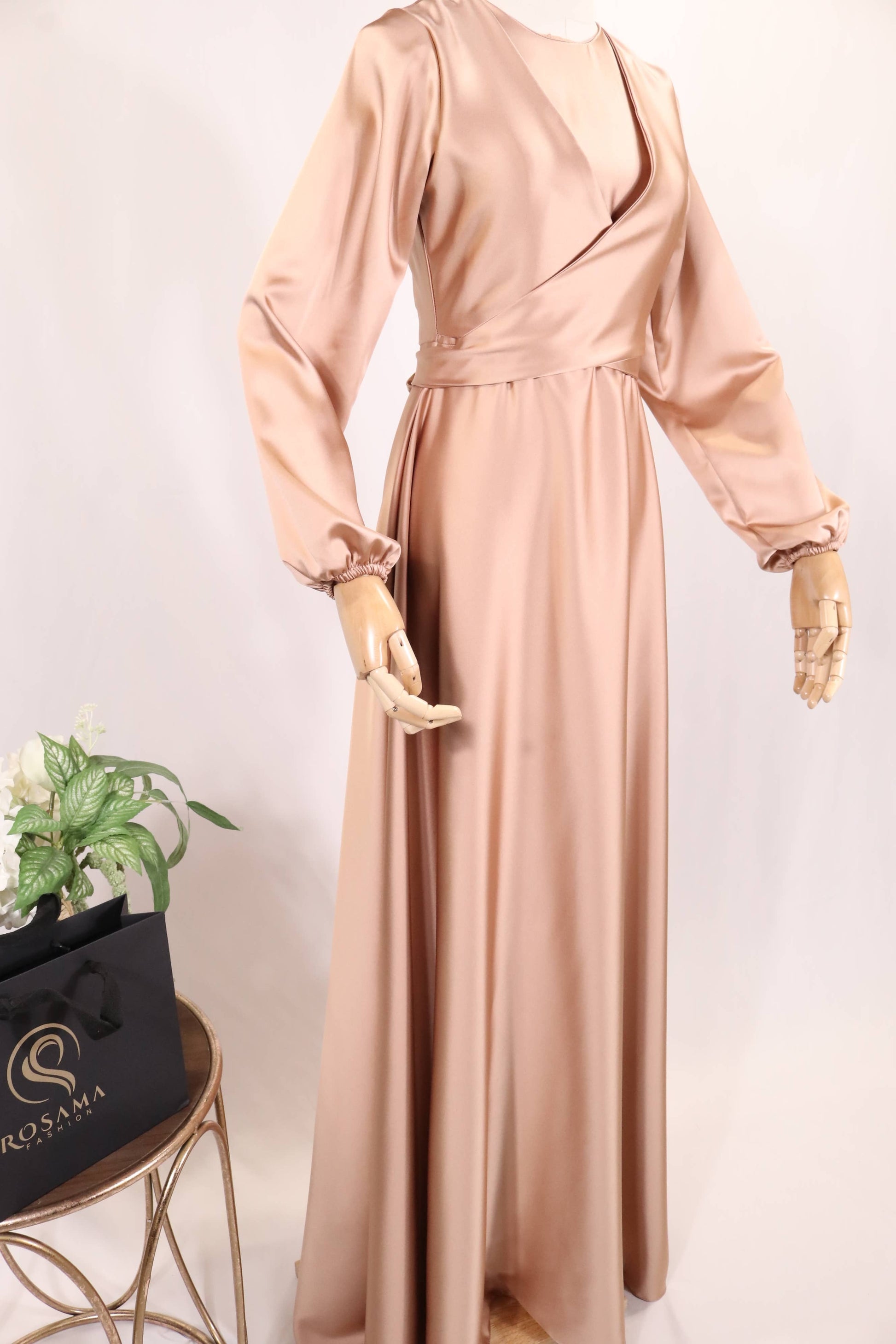 Wrap-Around-Tie-Satin-Maxi-Dress-Desert-Sand-3-Rosama-Fashion