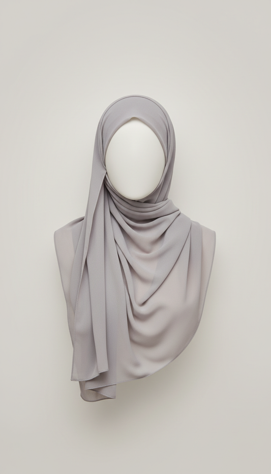 Muted silver chiffon hijab
