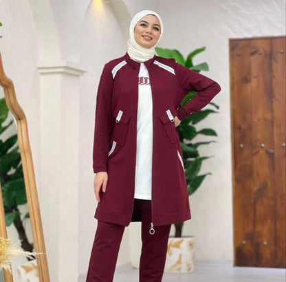 Burgundy Tracksuit 3 Piece Set