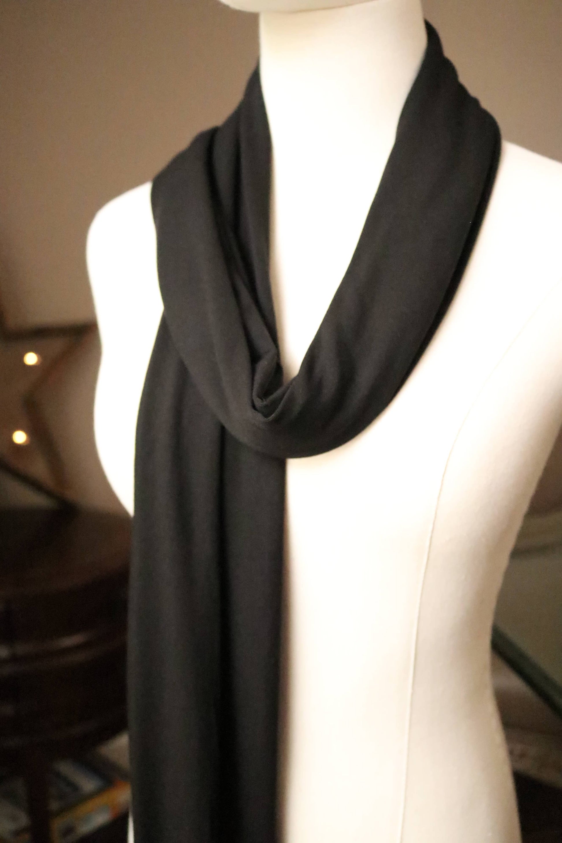 Black jersey cotton scarf rosama fashion