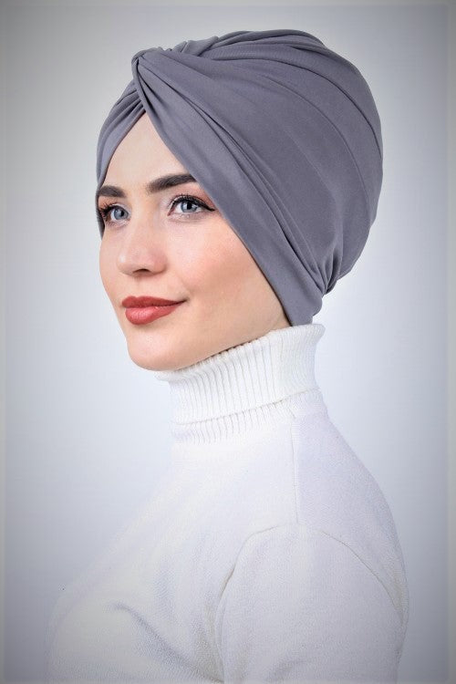 Dark Grey Knot Turban - Rosama Fashion