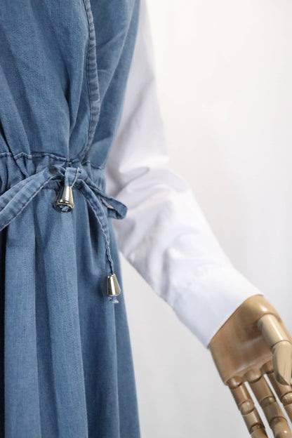 Denim Dress Set with White Shirt | Rosama Fashion