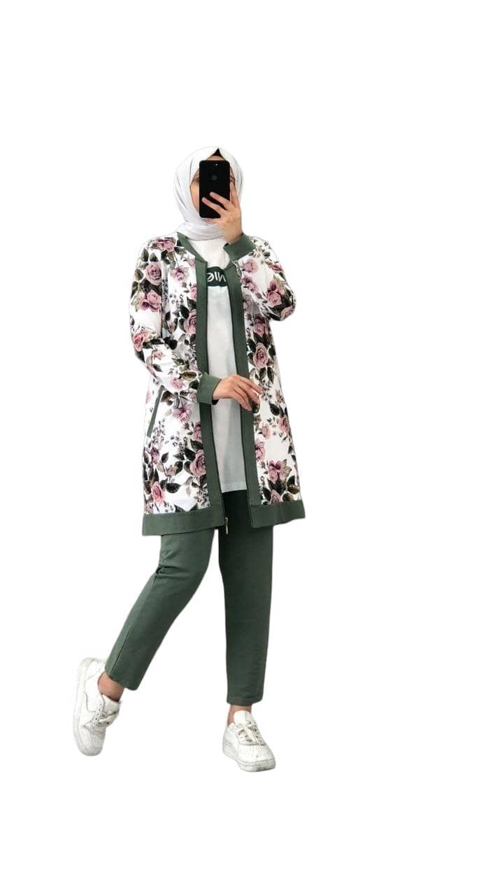 Floral-3-Piece-Outwear-Green-1-Rosama-Fashion