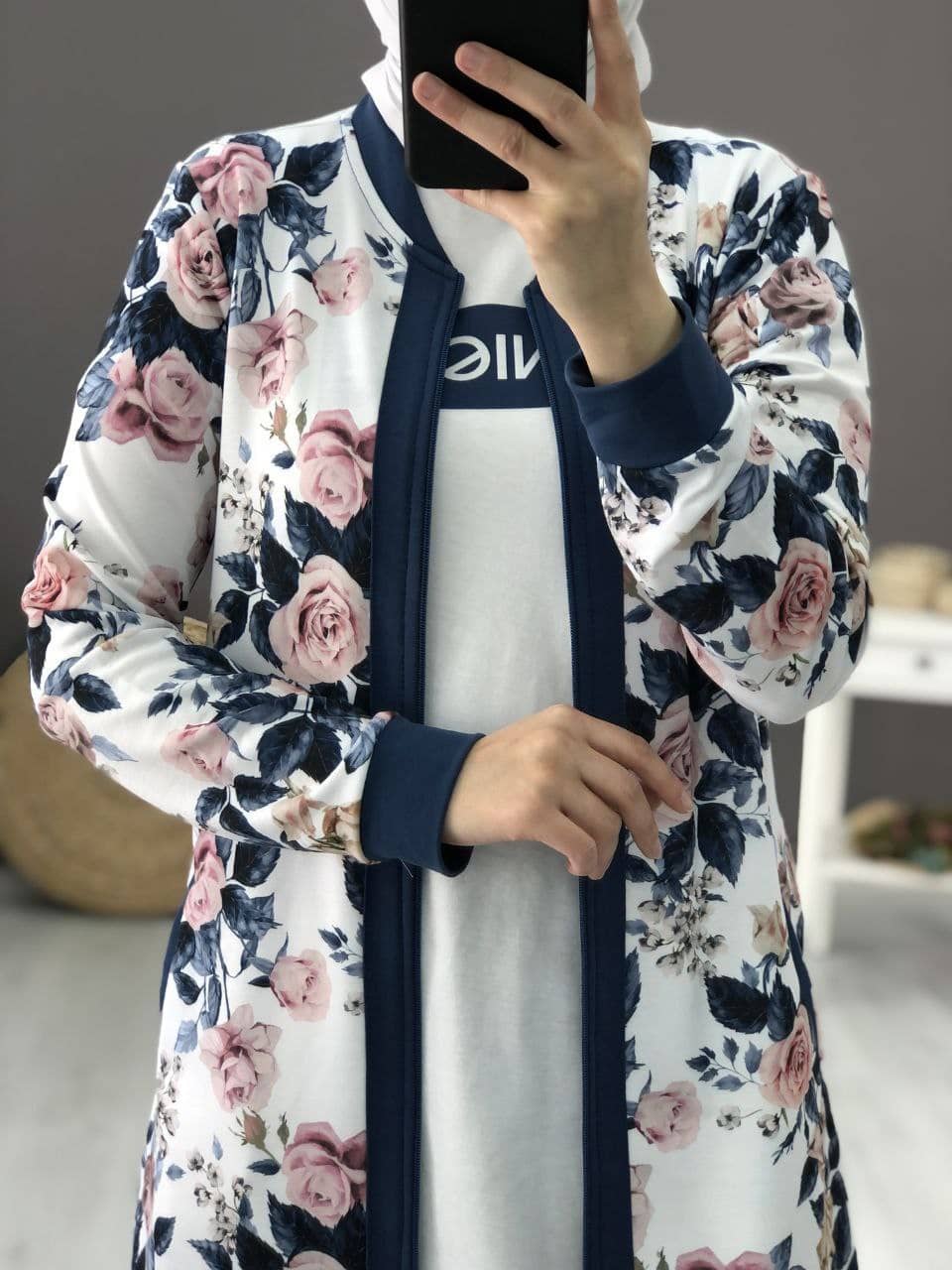 Floral-3-Piece-Outwear-Navy-Blue-4-Rosama-Fashion