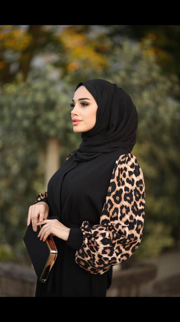Leopard-Print-Sleeve-Open-Abaya-3-Rosama-Fashion