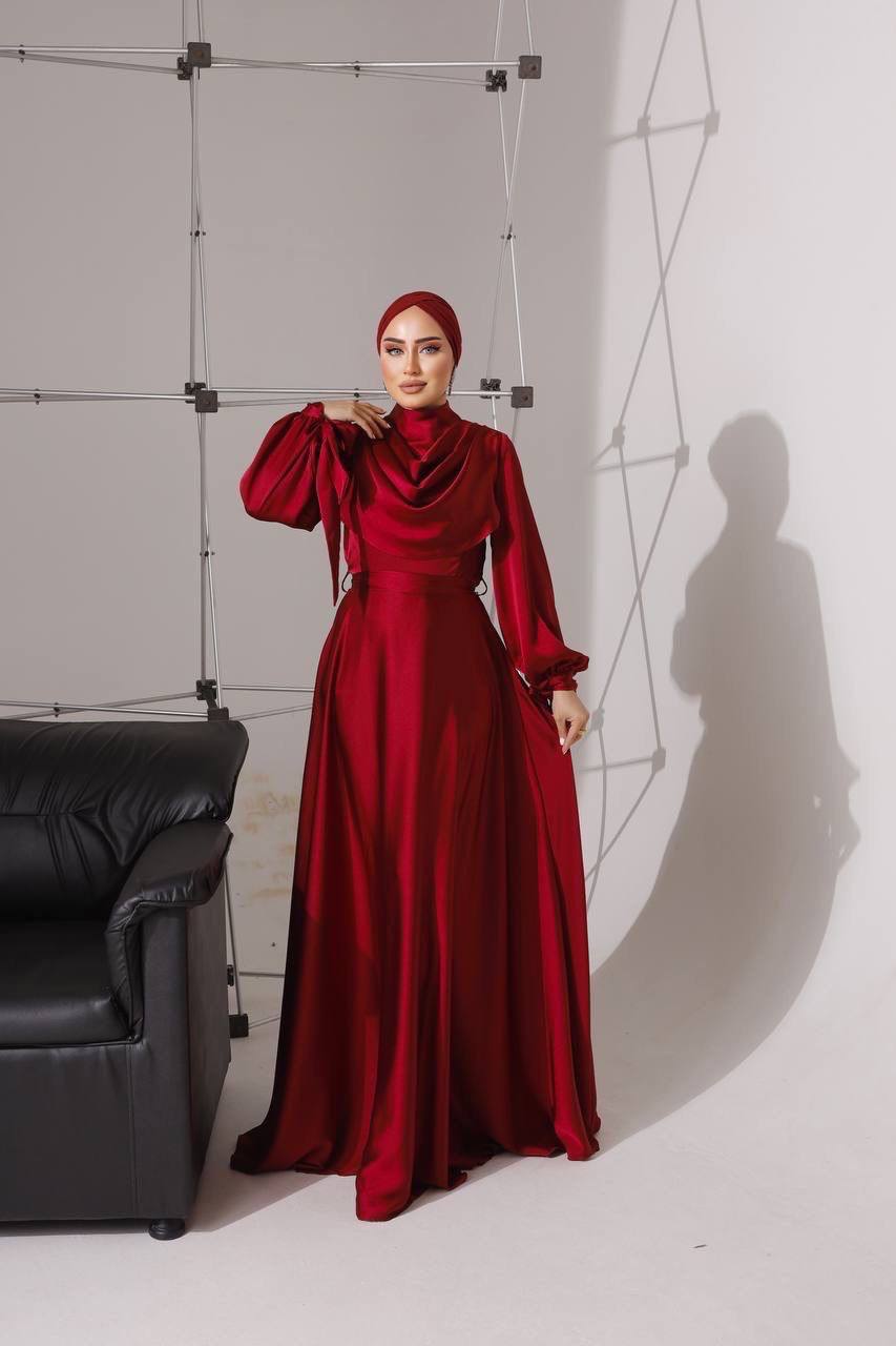 Red Satin Dress - Rosama Fashion